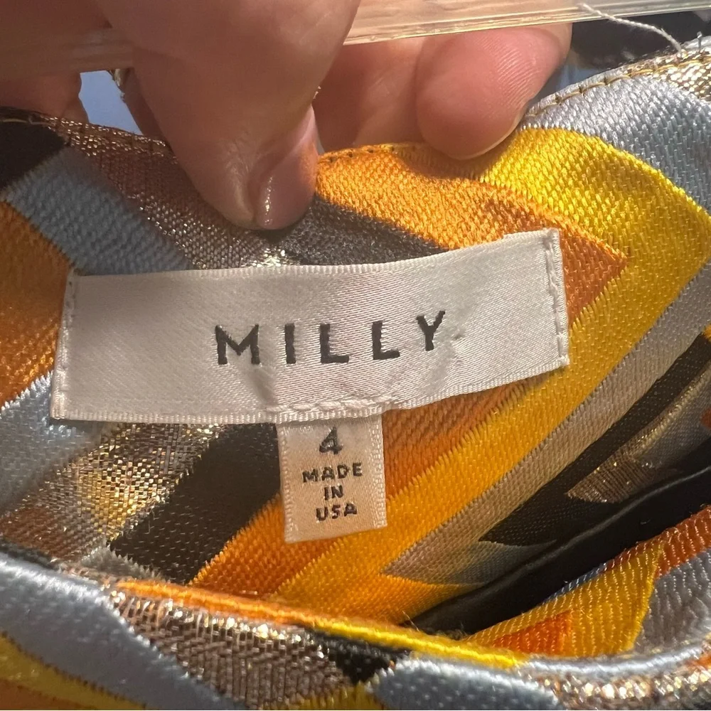 Milly Brocade Chevron A-line Mini Skirt, Size 4